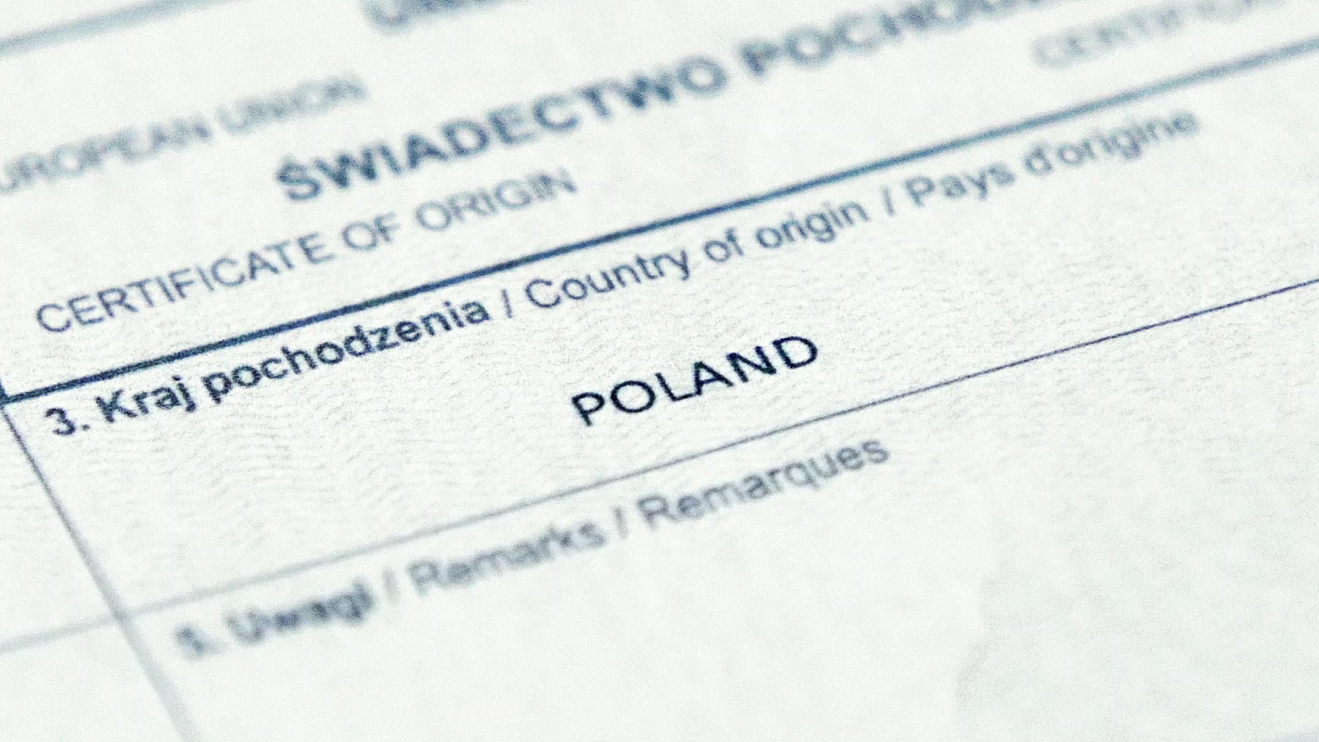 ポーランド原産地証明書
